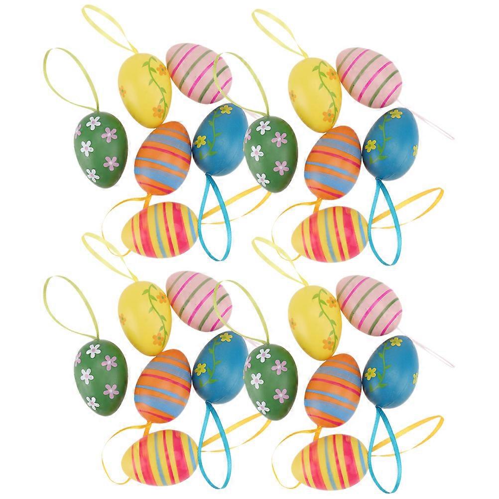 Handpainted Easter Egg Hanging Decorations for Decoration 32Pcs Plastic Pieces