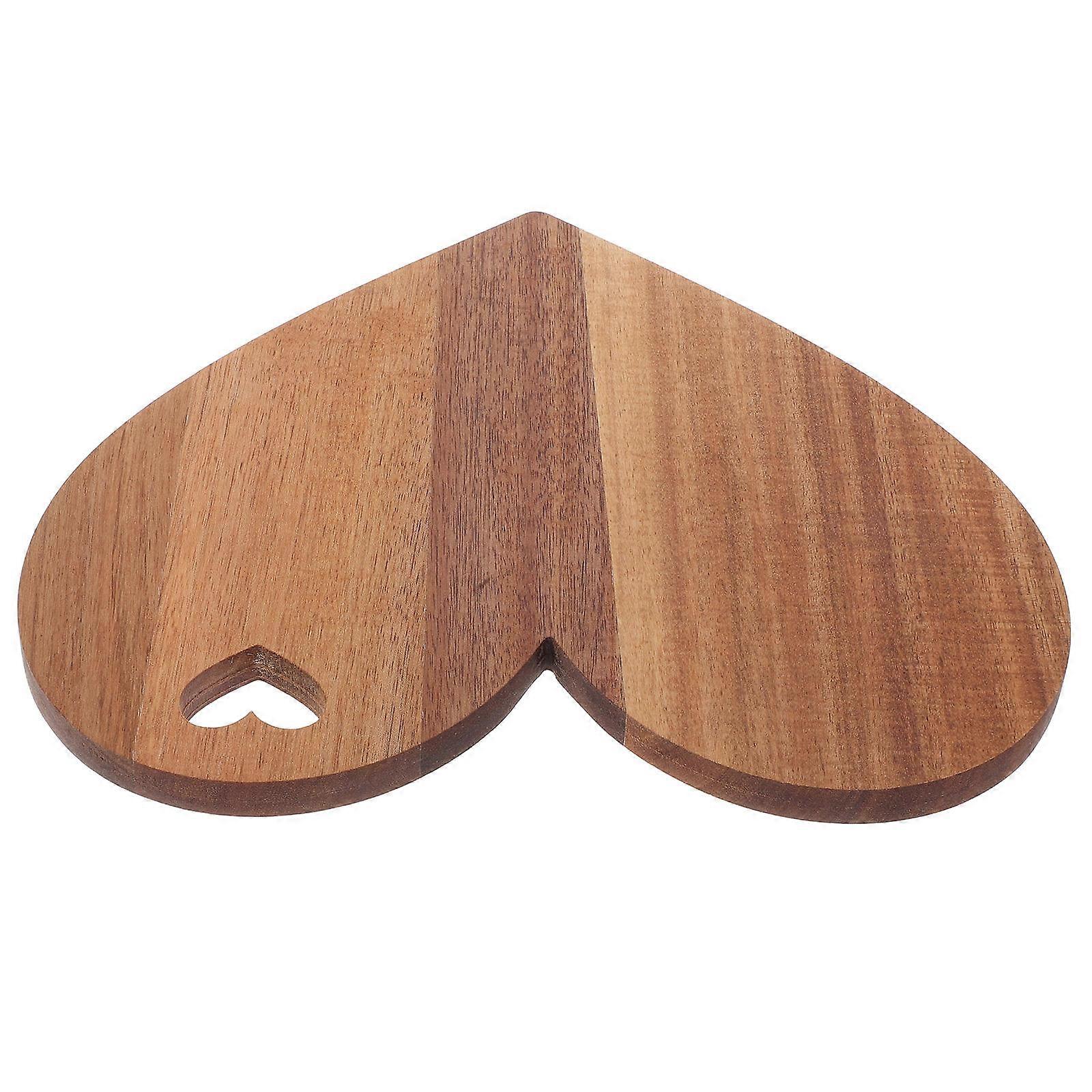 Wood Heart Shaped Cutting Board for Serving 4Pcs Cheese Bread Meat Platter