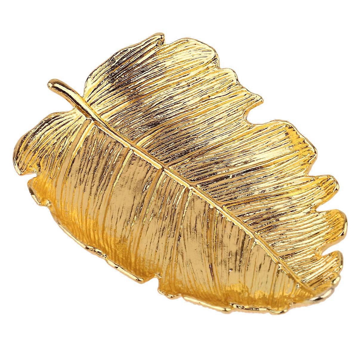 Trinket Storage Dish Ring Tray For Home Use In Golden Leaf Shape 1Pc Great For Anniversaries And Birthdays