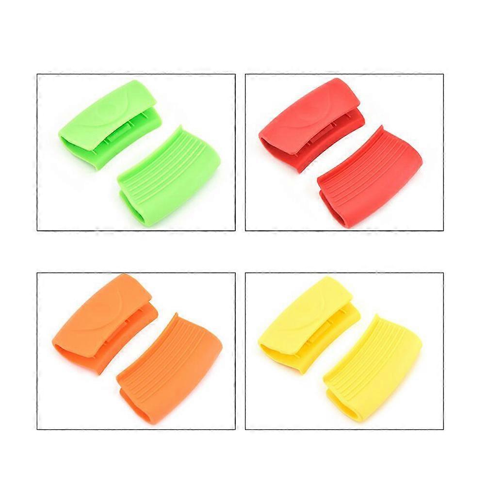 Green Silicone Pot Handle Covers for Heat Resistant Kitchen Use 4Pcs