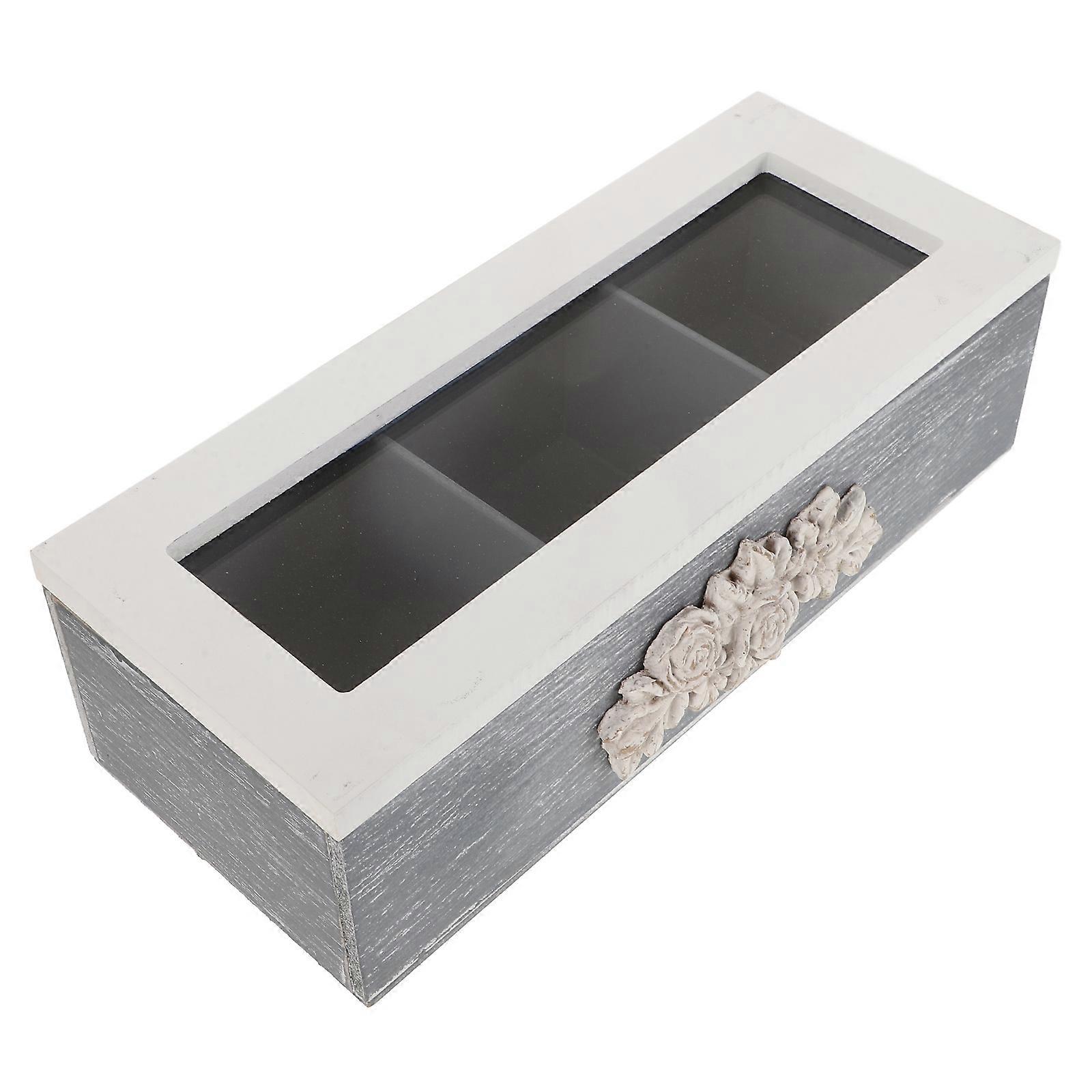 Joyero blanco de madera con 3 compartimentos para guardar joyas.