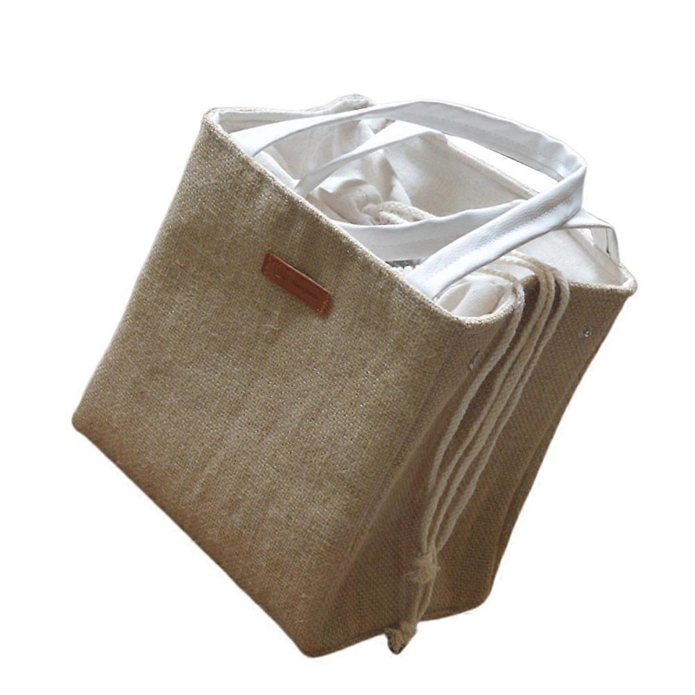 Lunch Tote Bag Reusable for Daily Use Large Yellow Cotton Linen