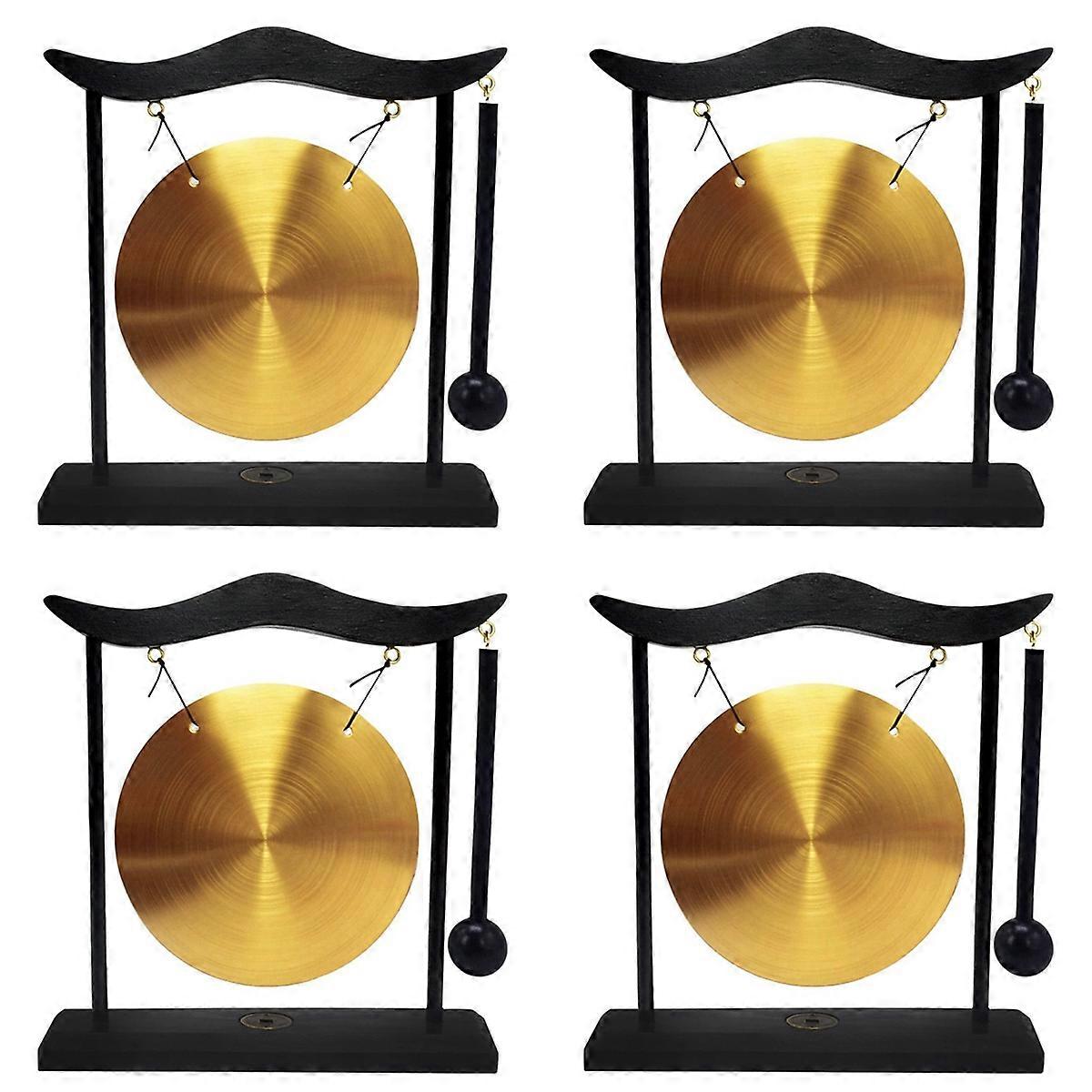 ミニデスクトップゴング楽器シンバルゴングマレット付きホームデコレーション用-A