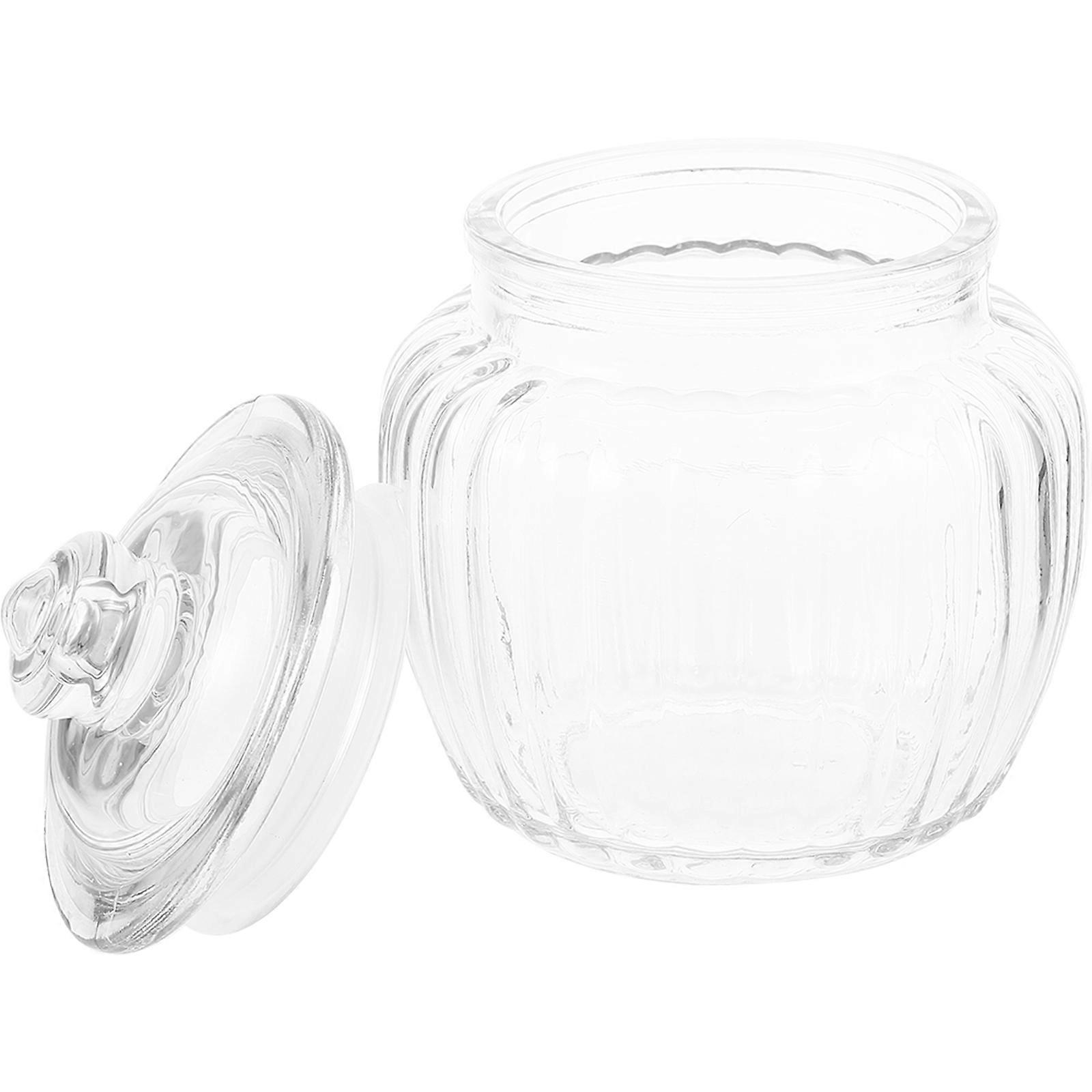 Transparent Glass Storage Jar for 5Pcs Multi-Use Airtight Canister