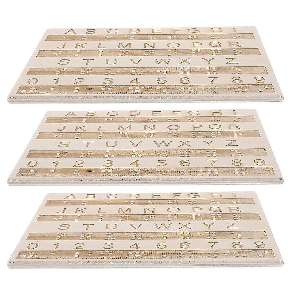 6Pcs Wooden Braille Alphabet Board Learning Tool for Blind Use