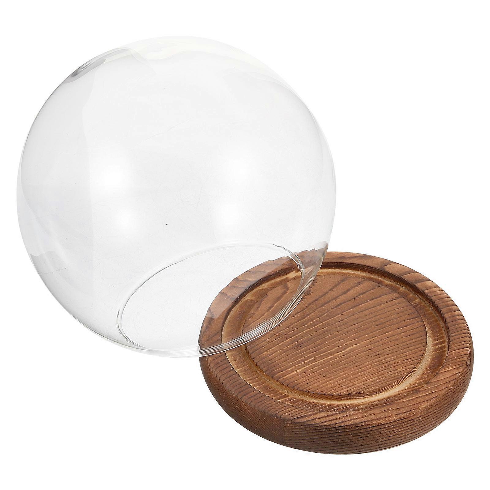 Glass Cloche Dome for Eternal Flower 4Sets with Wood Base Display Case