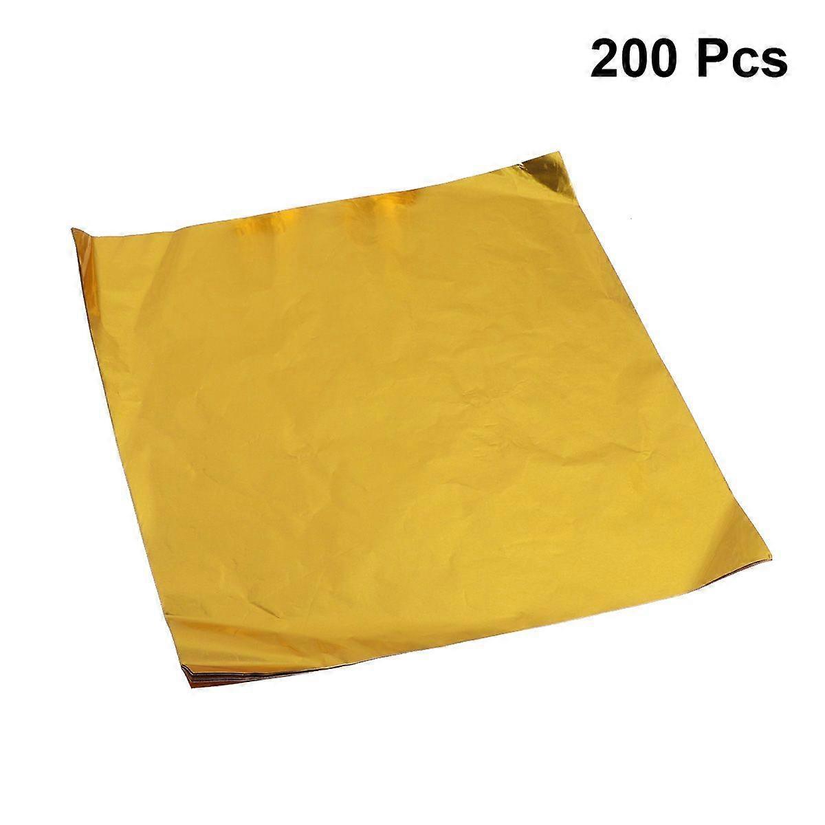 200 قطعة 15x15 سنتيمتر ورق تغليف المواد الغذائية رقائق الألومنيوم DIY الشوكولاته حلوى الشاي هدية التعبئة احباط للمنزل (ذهبي)