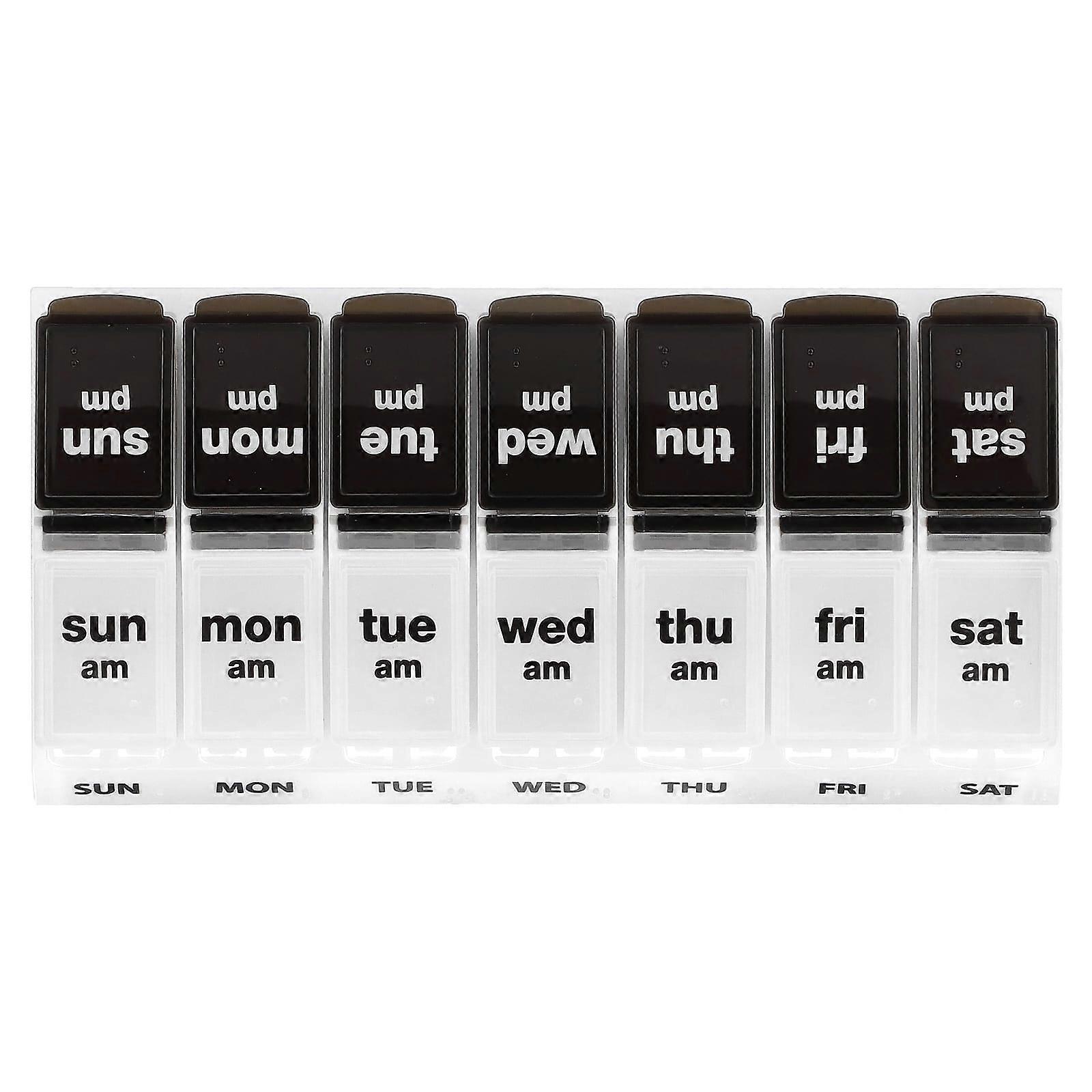 Weekly AM/PM Pill Planner, Black/Natural, 1 Count