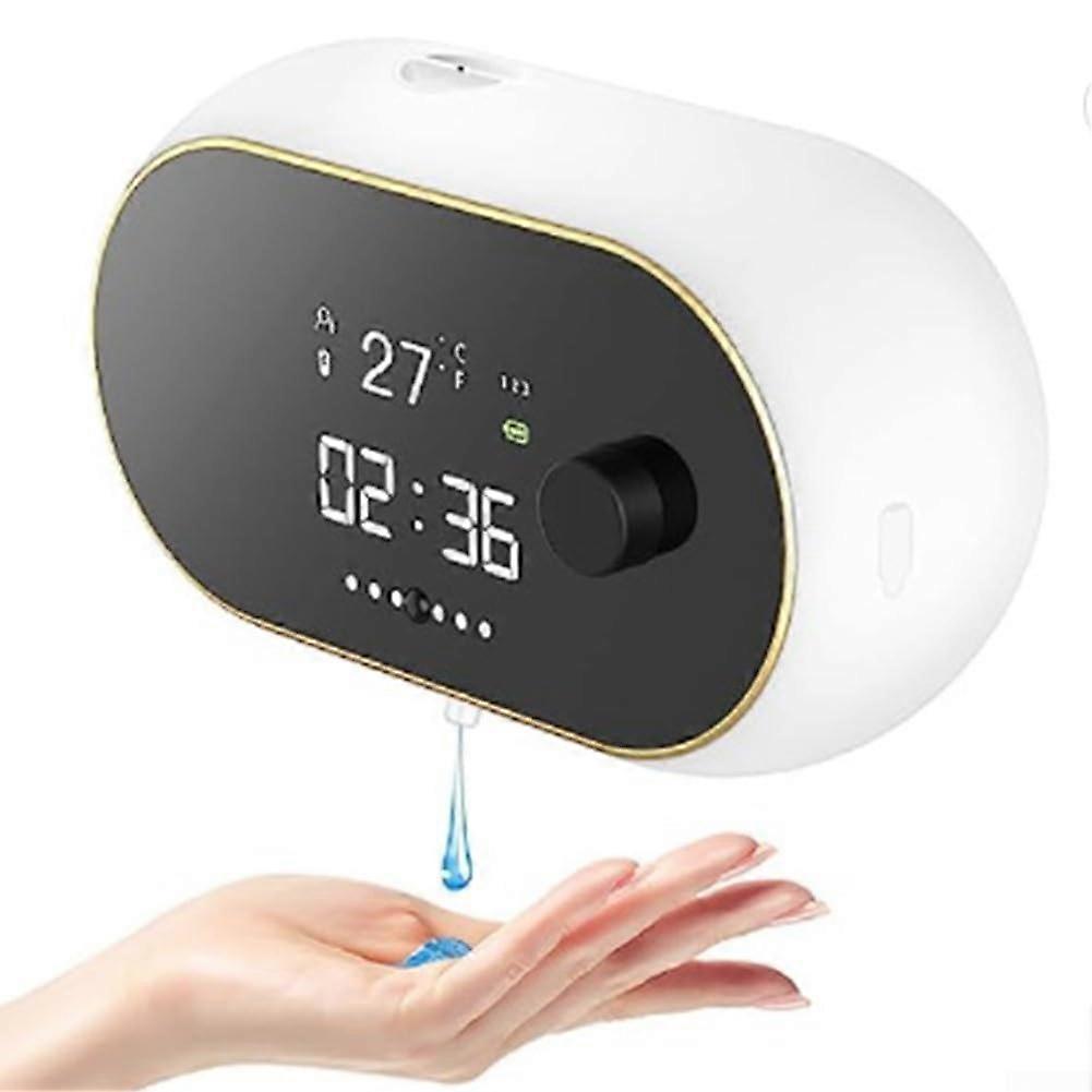 450ML Automatic Wall Mount Foam Soap Dispenser With Touchless Sensor, IPX5 Waterproof, Time Temp Display, Gel White