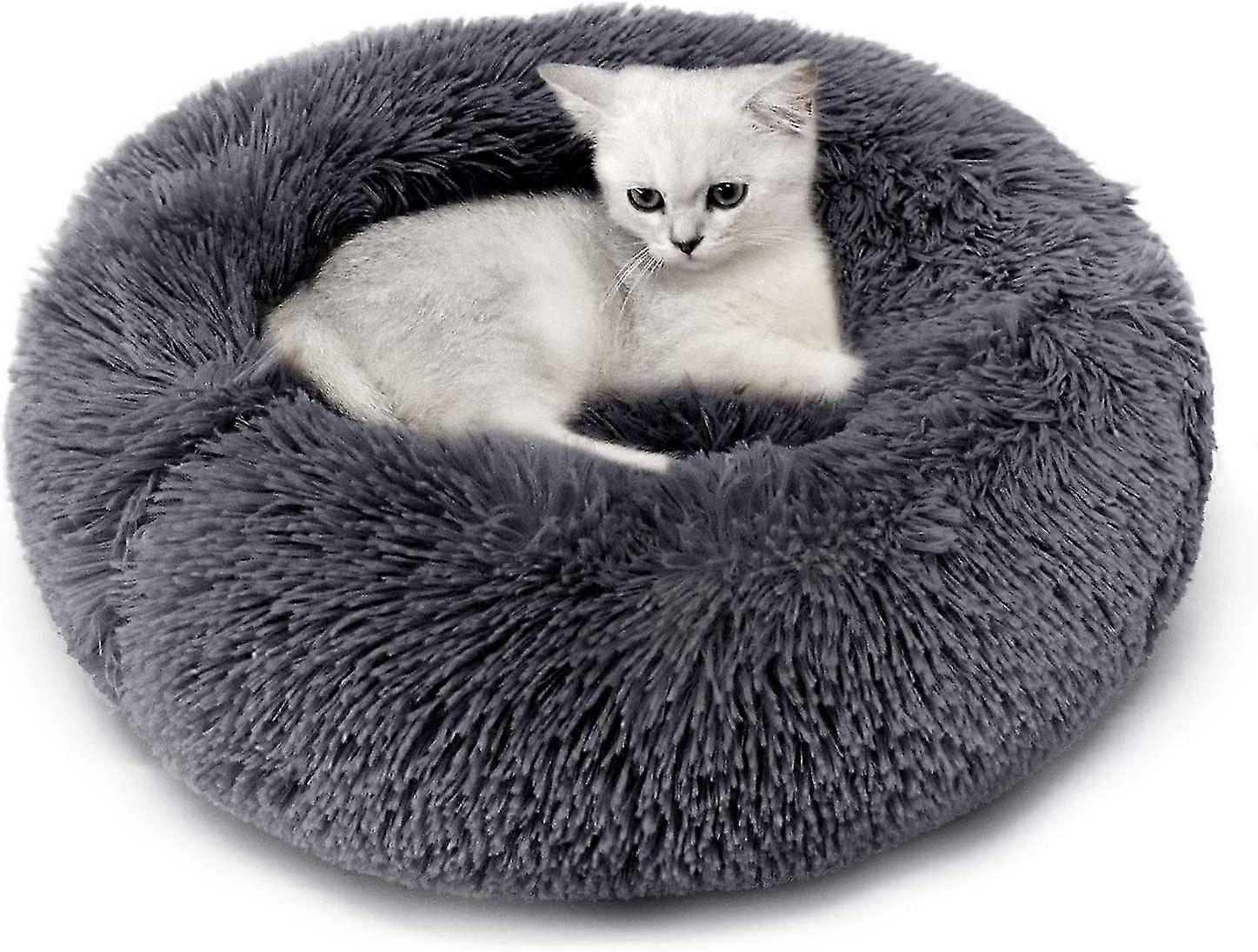 2025 Cat Bed Small Pet Bed for Cats Round Plush beds Warm Kitten Nest with Anti-Slip Bottom Hand