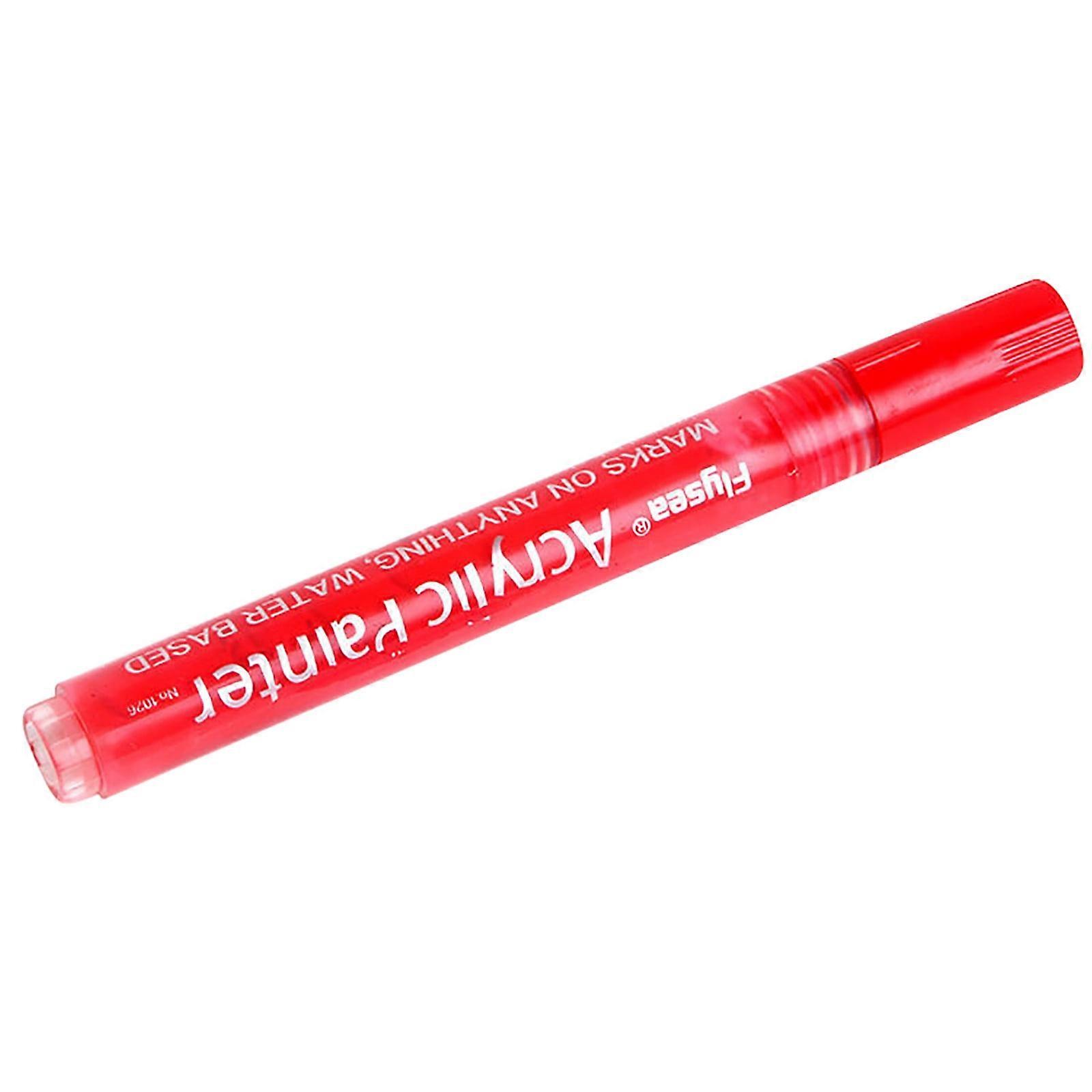 Poaug Writing Pens 12 Colors Acrylic Markers, 0.7mm Tip, Water-Based Paint Pen, Odorless Syringe Design, 3ml Red - 1pc