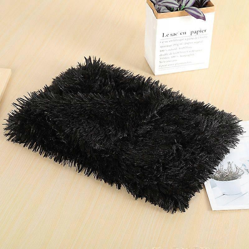 Plush Cat Dog Bed Blankets Warm Pet Mat Sleeping Bed Kitten Nest Pad Puppy Rug black