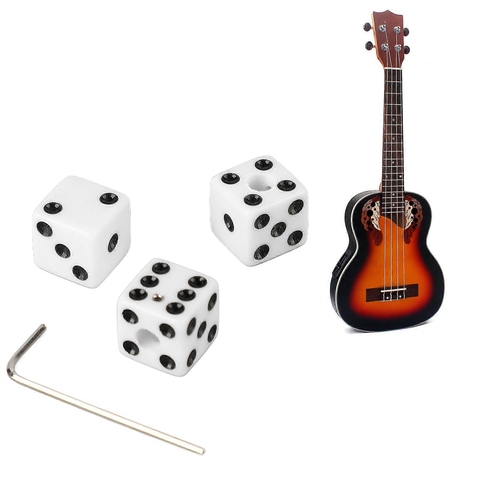 3PCS Guitar Volume Control Knobs Dice Shape Speed Control Knobs with Wrench Plastic Musical Parts White 
