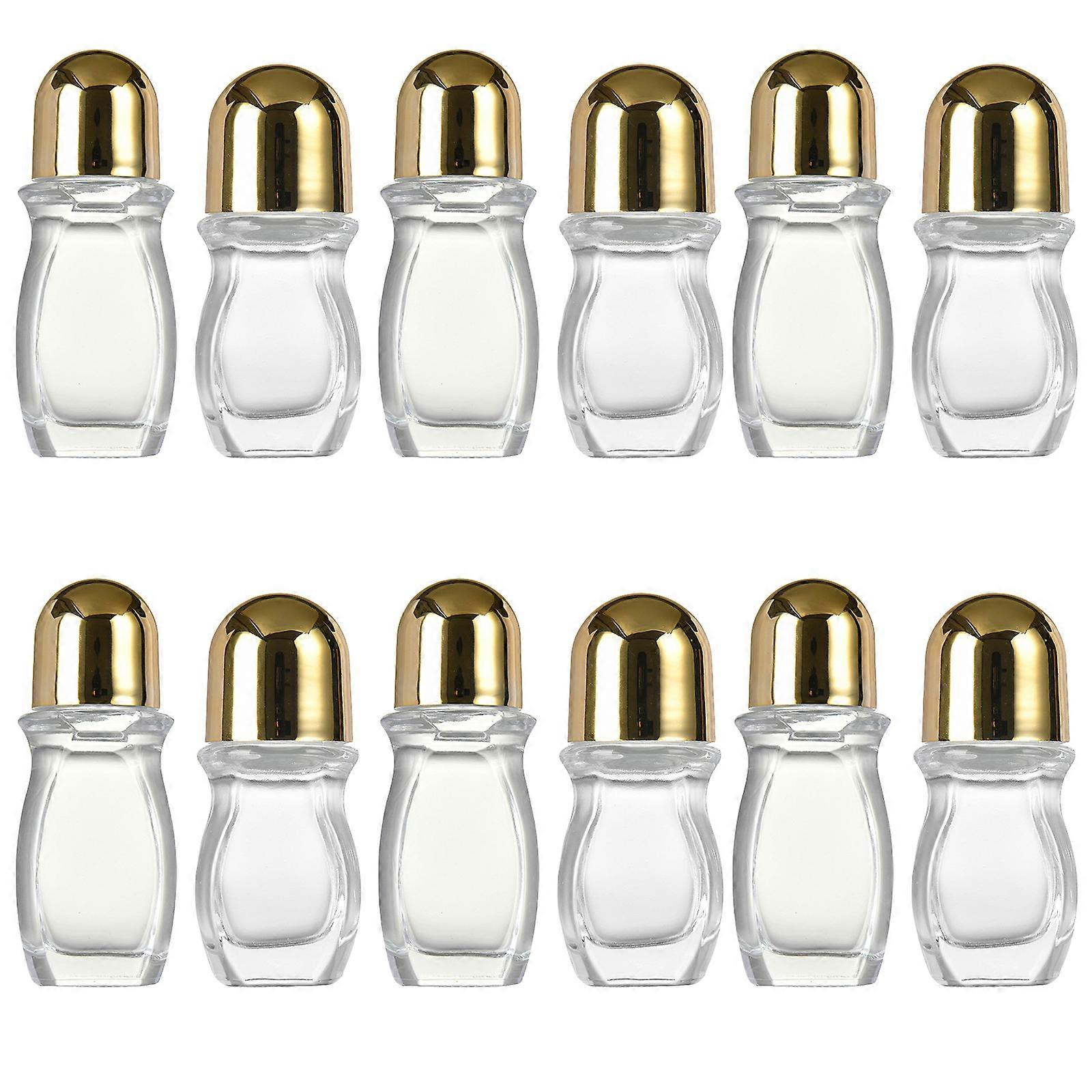 12pcs Practical Glass Empty Roller Bottles with Lid Easy Liquid Storage Case Organized Suitable for Various Occasion Multicolor