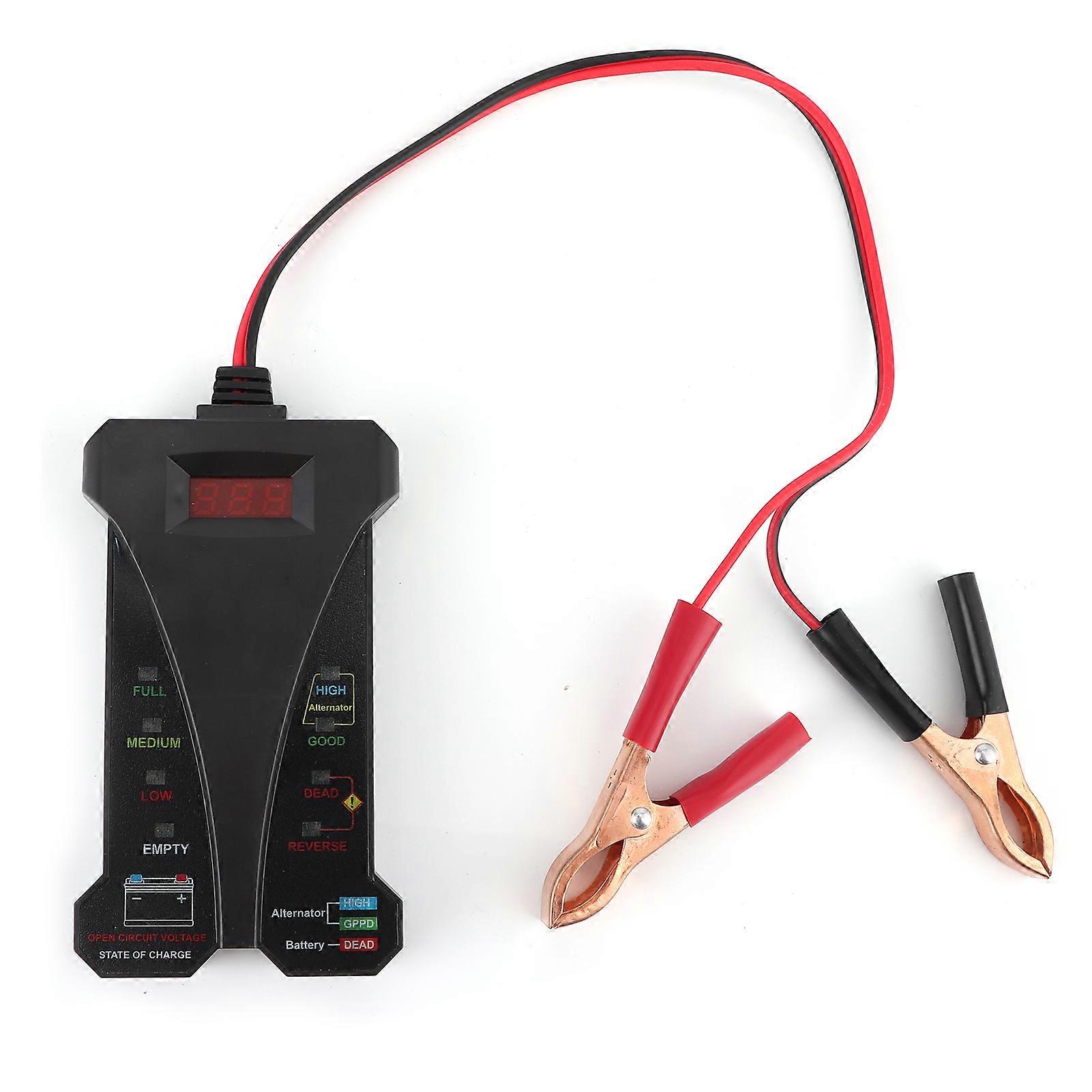 Car battery voltage tester with alternator output check