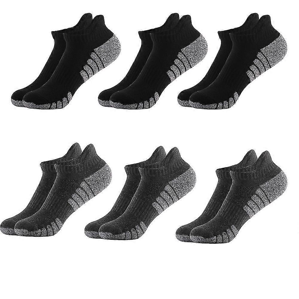6 pares de calcetines gruesos para correr con la parte inferior de la toalla, calcetines de bote de algodón, calcetines deportivos antideslizantes, absorbentes del sudor y transpirables