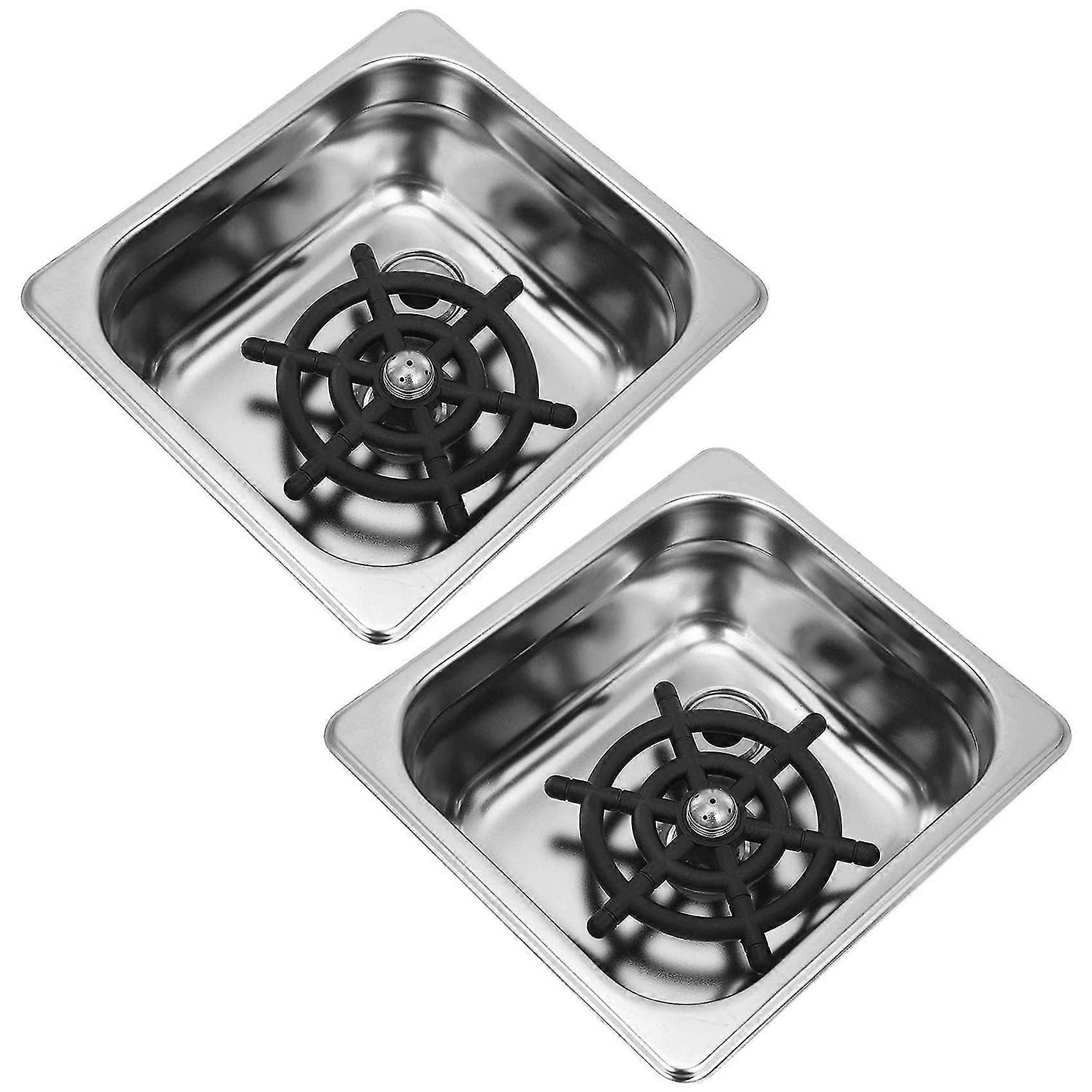 2x 洗杯机，不锈钢自动洗杯机玻璃清洁冲洗器酒吧冲洗玻璃冲洗器