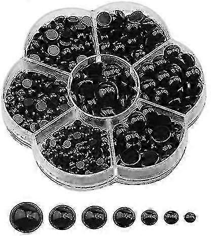 500pcs جولة أسود مسطح دمية عيون 3mm-12mm عيون بلاستيكية ، متنوعة حجم زر عيون لتيدي بير دمية أفخم الحيوانات دمية الحرف