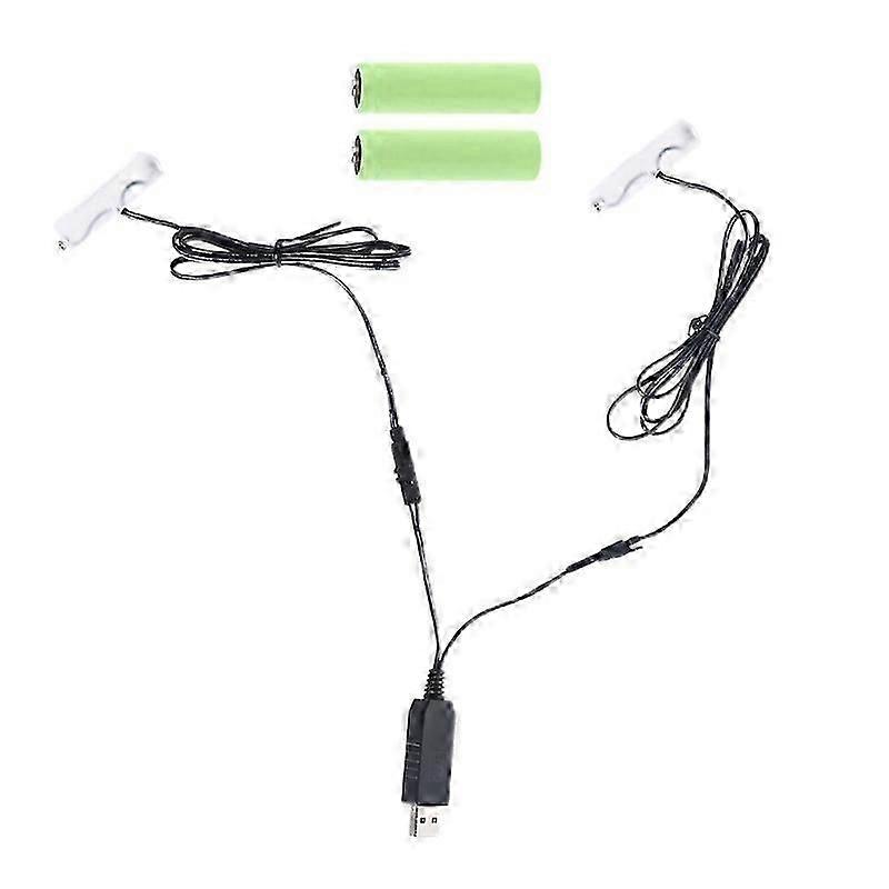 2in1 USB to 1.5V 3V 4.5V 6V Dual AA Battery -Eliminator Replace 1-4 AA Batteries