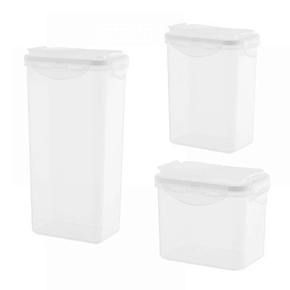 3Pcs Airtight Cereal Storage Container, Clear Airtight Kitchen Food Storage Container with Lids for Grain, Sugar, Flour, Rice, Nuts, Snacks