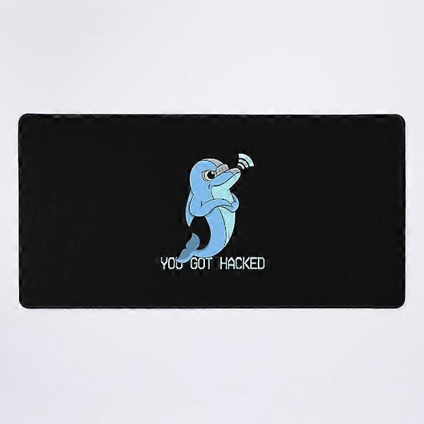 A NEW You got hacked | Cute Dolphin Hacker Tool Illustration Desk Mat