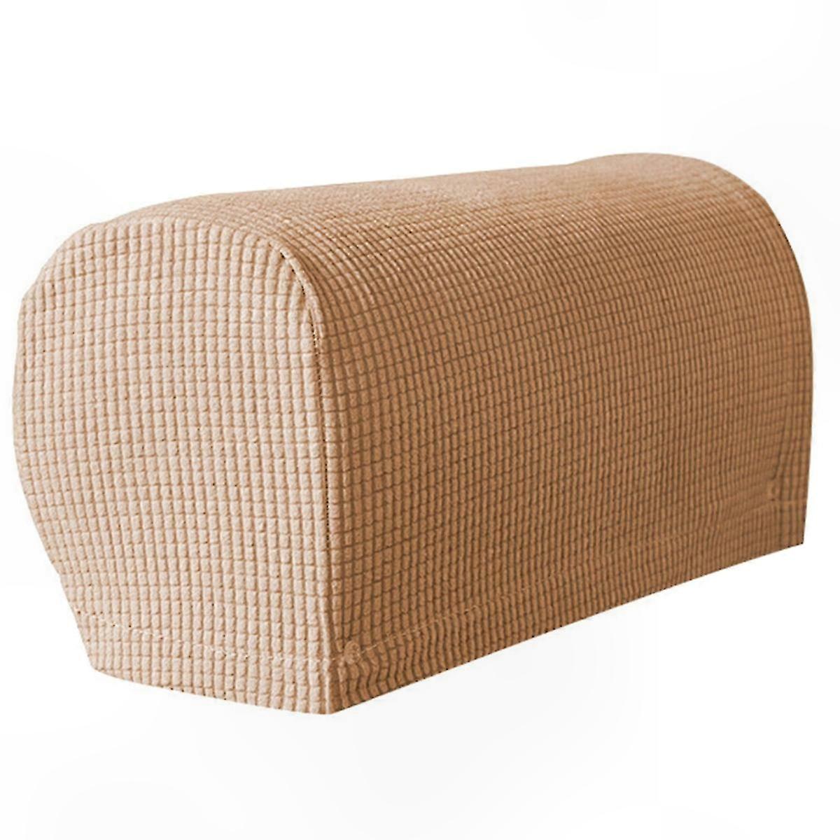 2PCS Soft Stretch Plush Armrest Covers, Couch Arm Covers, Khaki