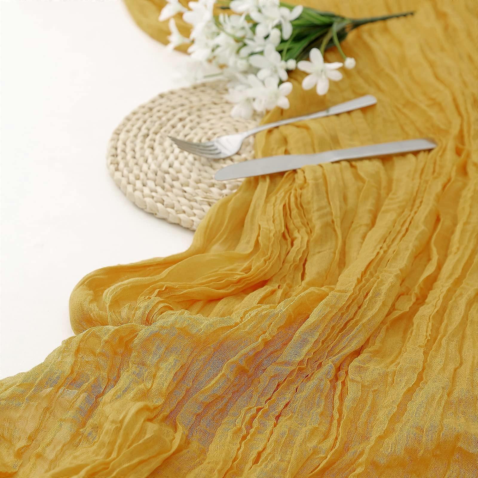 Table Runner 90x180cm Gauze Wedding Decor Yellow Rustic Dining Table Decoration For Reception Bridal Party