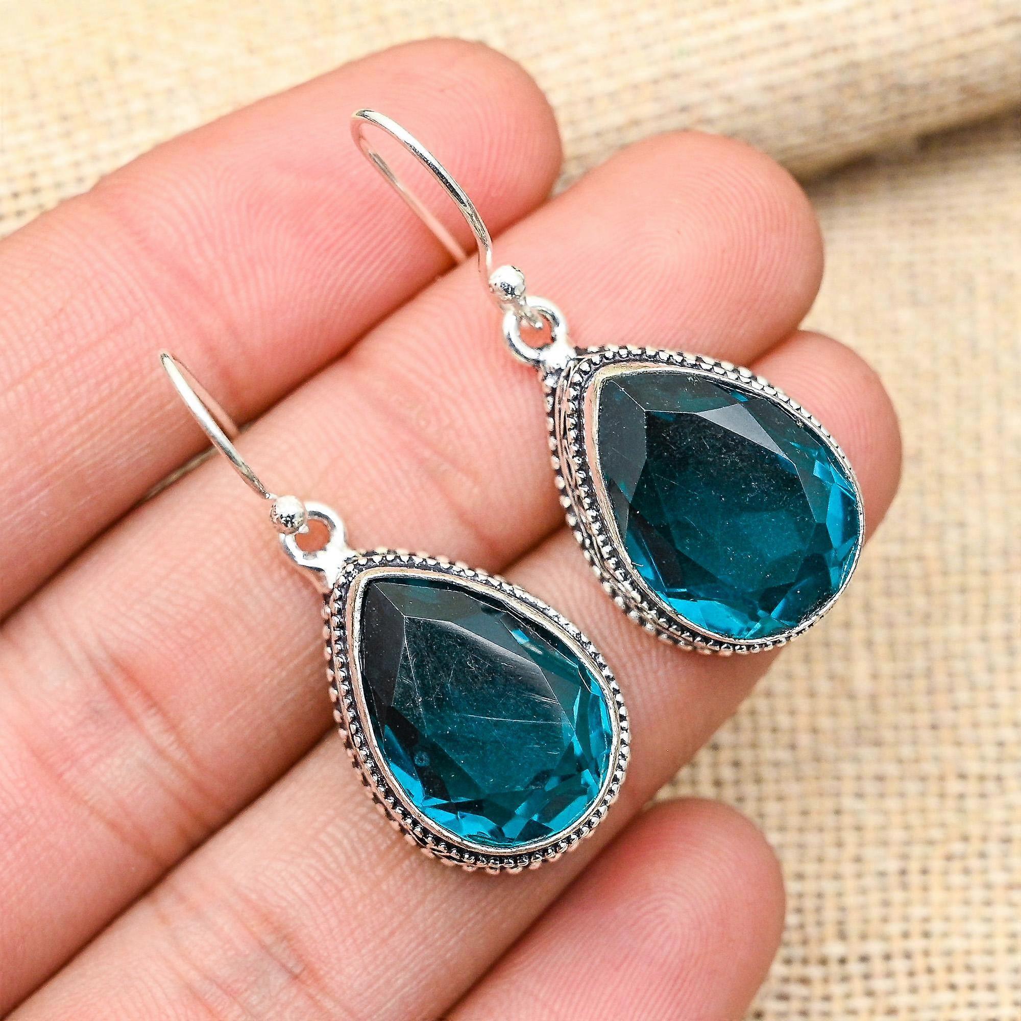 Orecchini in argento sterling massiccio 925 fatti a mano con pietra preziosa indicolite per lei