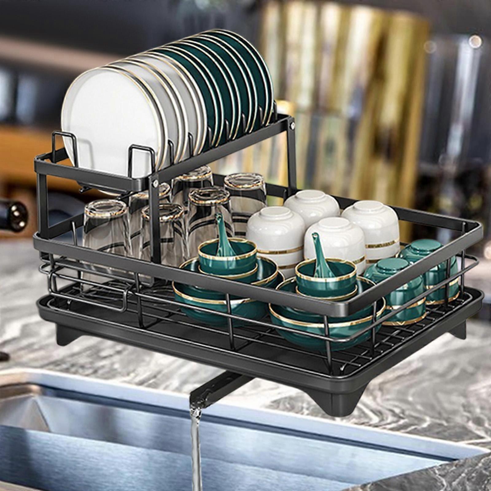 Countertop Dish Drying Rack with Drain Basket for Kitchen And Restaurant