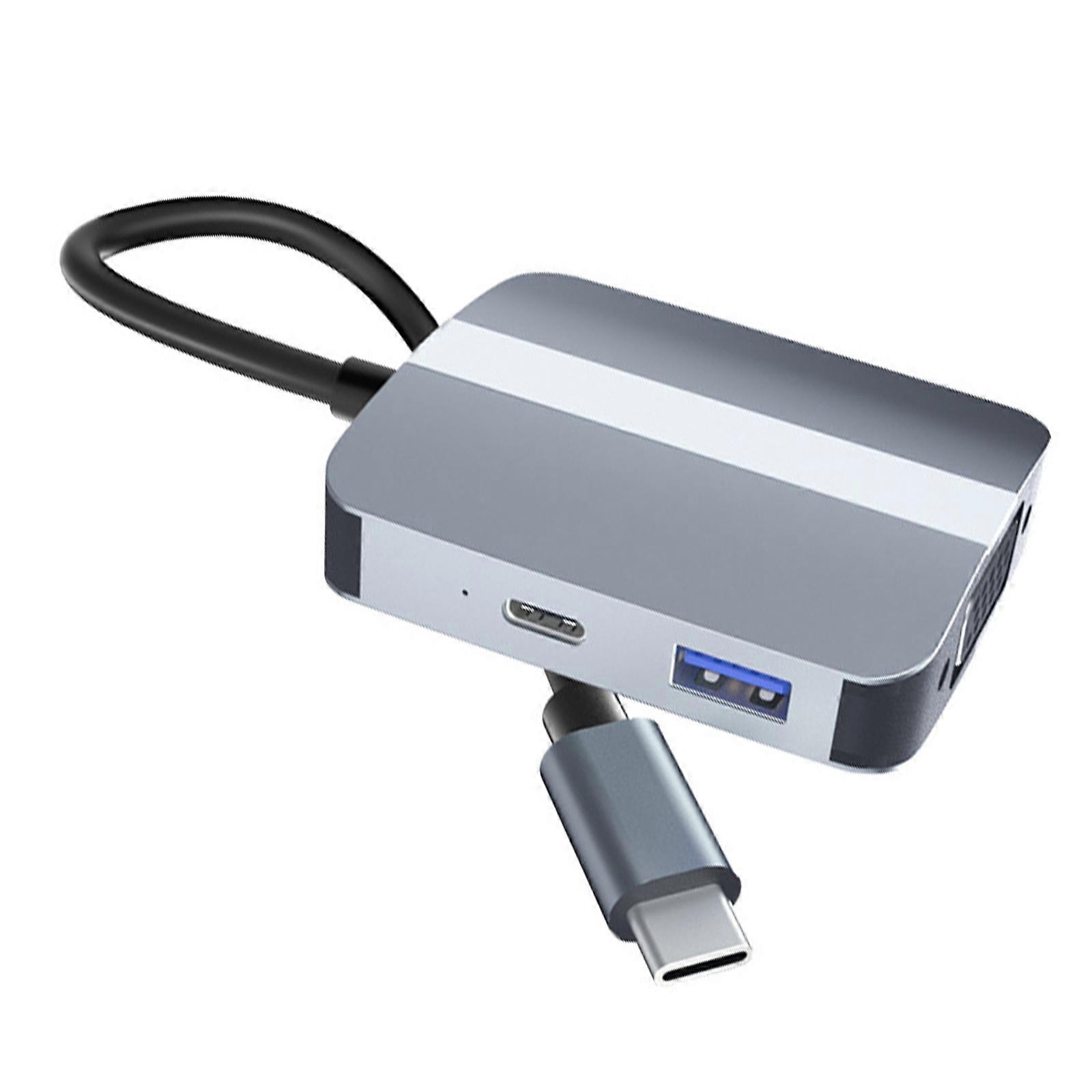 USB C to HDTV Adapter 5 Port Expansion Dock With 3.5mm VGA HDTV USB3.0 Data Transfer Adapter for Laptop Accessories Multicolor