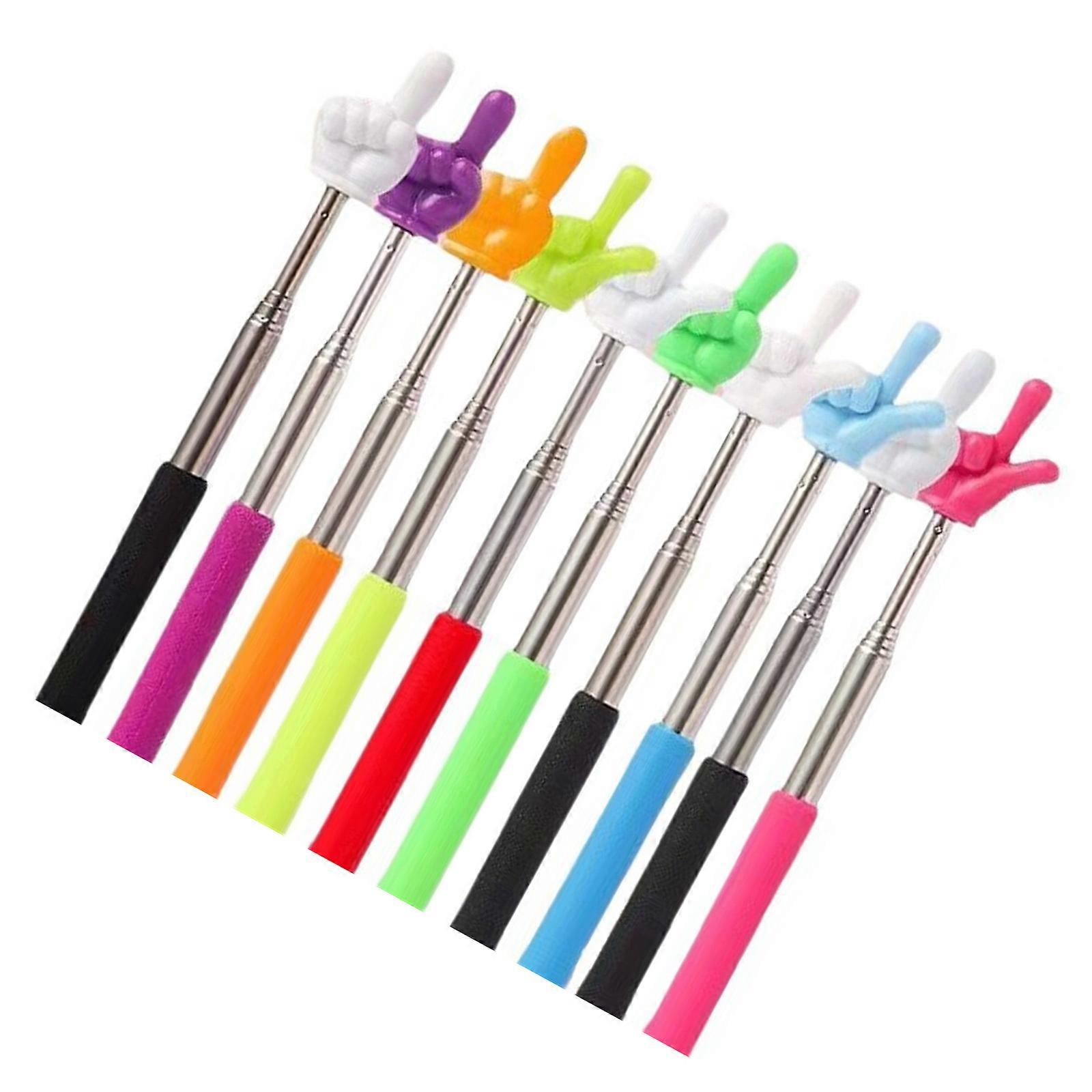 10PCS Telescoping Teacher Pointers For Classroom Whiteboard Retractable Hand Pointer Finger Presentation Pointer Stick Multicolor