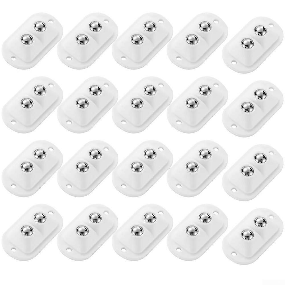 Mini Caster Wheels 20Pack White For Storage Boxes And Small Furniture, Smooth Rolling, NoDamage Installation