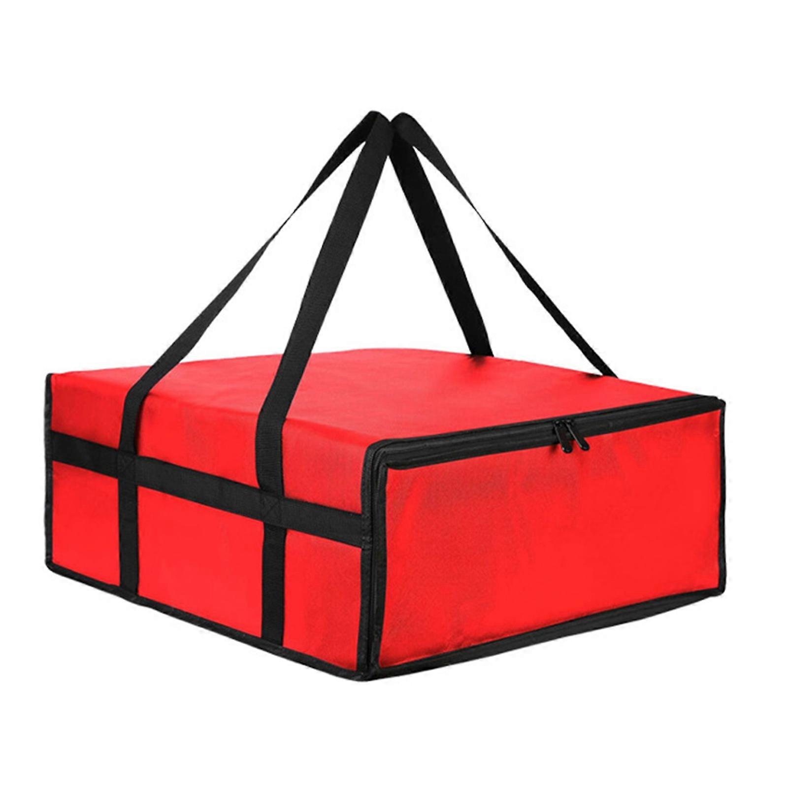 Foldable Zippered Insulated Bags for Efficient Temperature Control Nonwoven Fabric Pizza Delivery Bag with Handle  Red