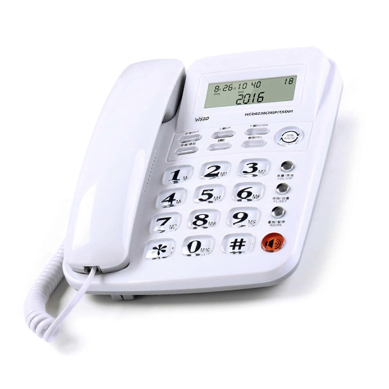 Corded Landline Phone with Large Buttons, Caller ID & Speakerphone for Elderly Office Desk White