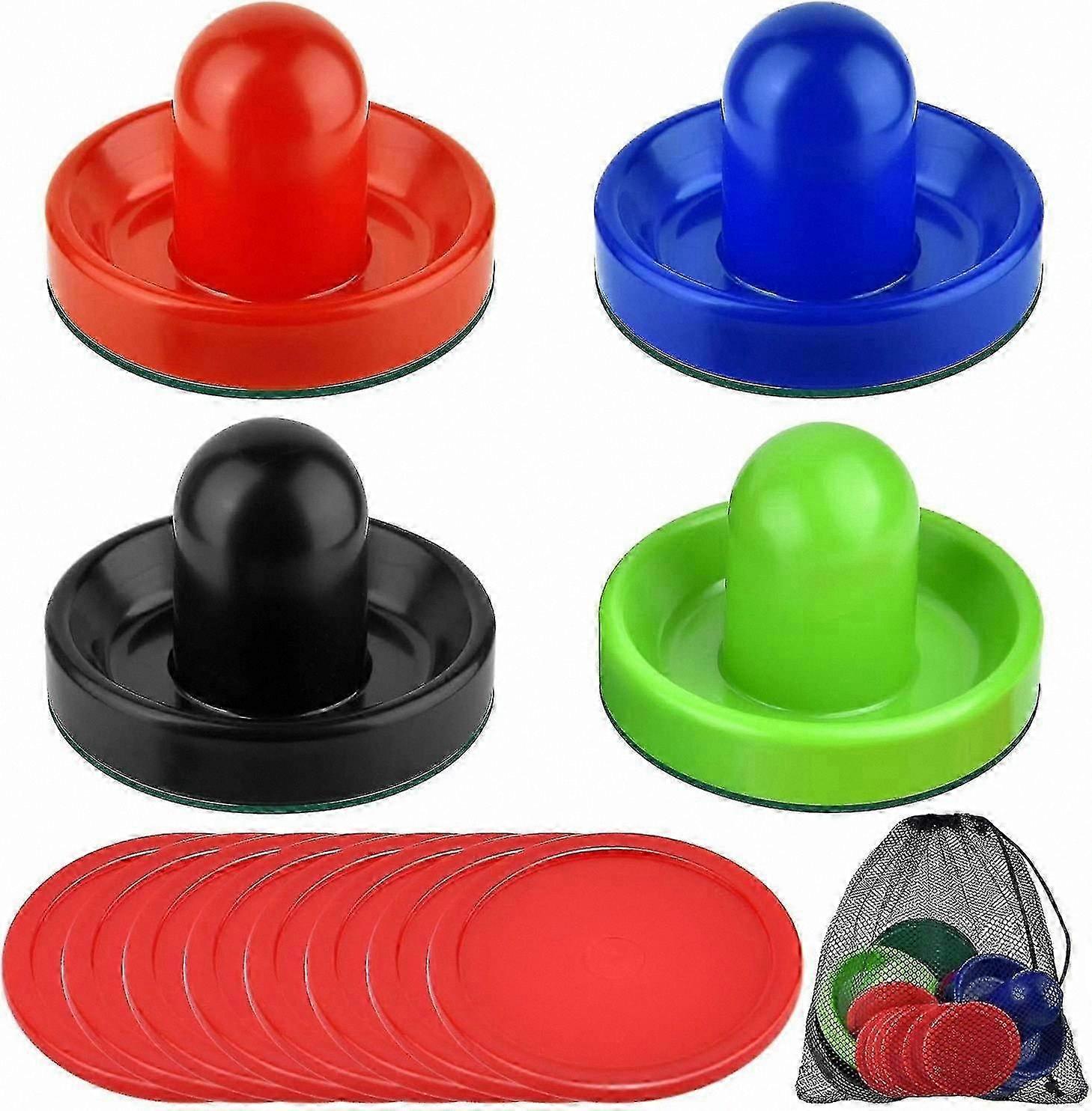 Air Hockey Accessories Kit with Pushers, Pucks, and Racket in Drawstring Bag for Table Games