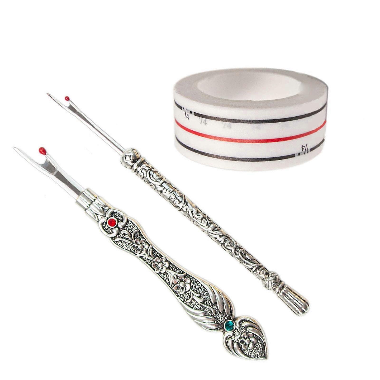 2 قطعة خمر معدني التماس الكسارات والخياطة تحديد المواقع مجموعات الشريط ، قبضة مريحة مفيد خياطة الكسارات مزيل الموضوع الفضة