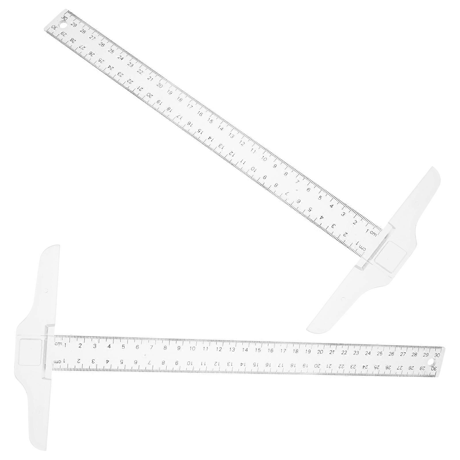 2pcs T Square Ruler Plastic Drafting T Square Versatile Measurement Square Ruler for Handcrafts