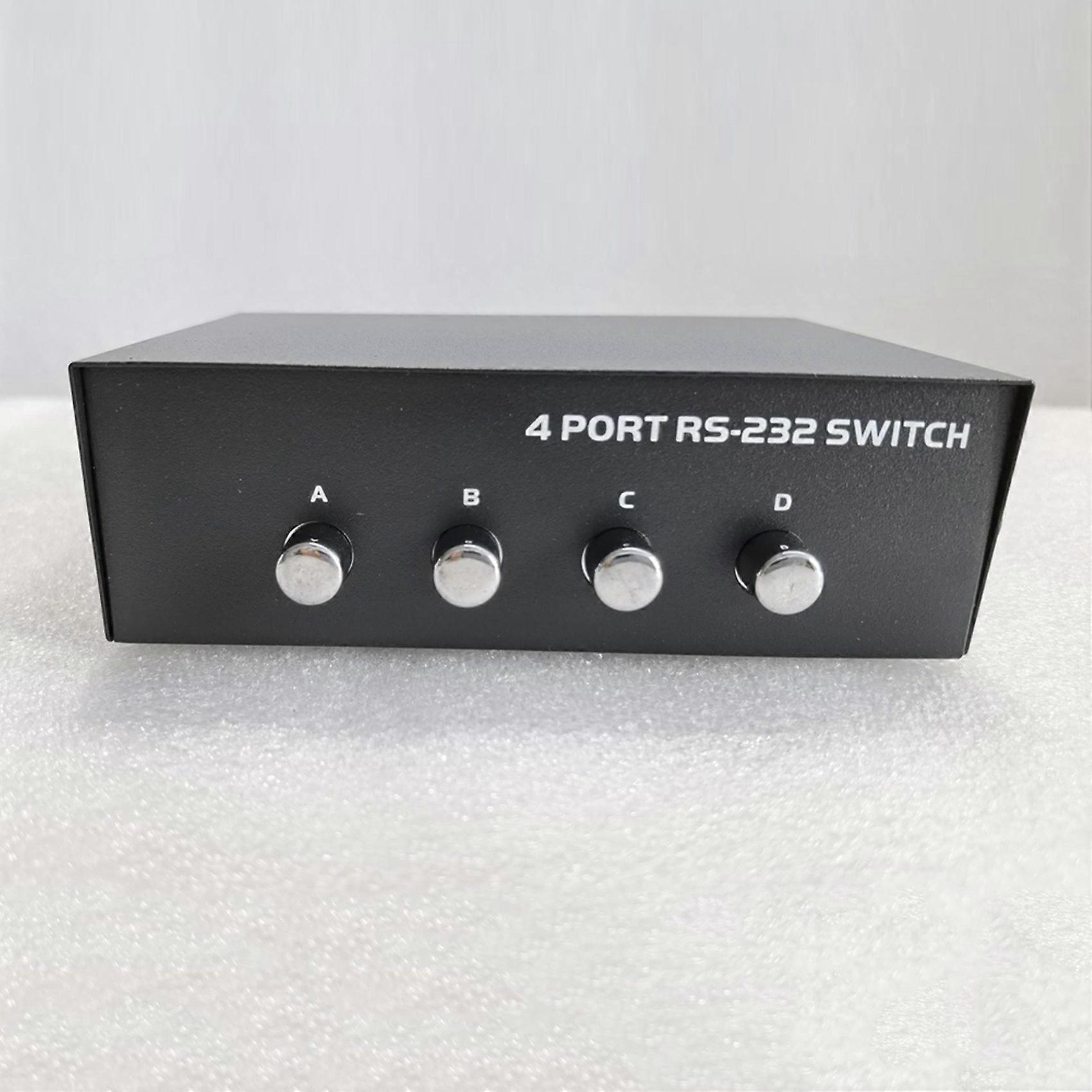 2X Ports RS232 Switch DB9 Pin COM Port Sharer 4 in 1 Out Serial Port Sharing Device Button Switch