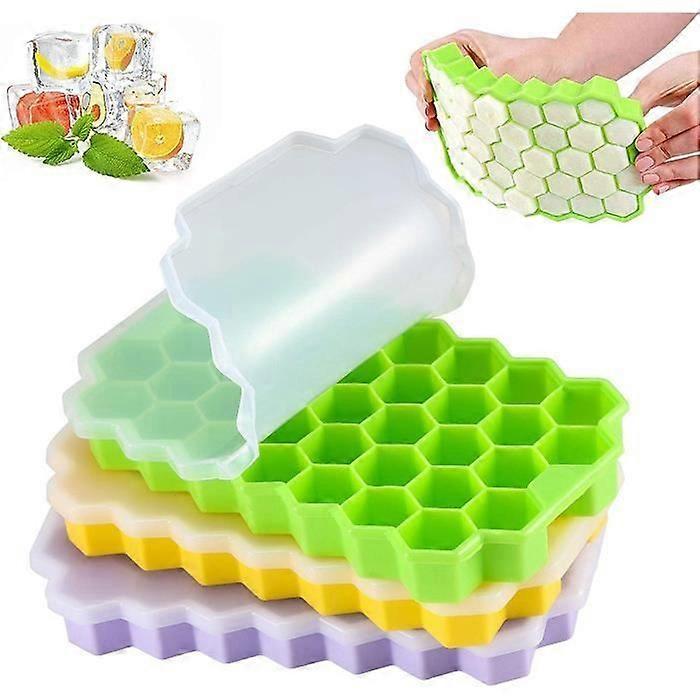 Ice Cube Tray, 3 Pack Silicone Ice Cube Mold with Lid, 111 Ice Cube Molds, LFGB Certified and BPA Free, For Co[q55]