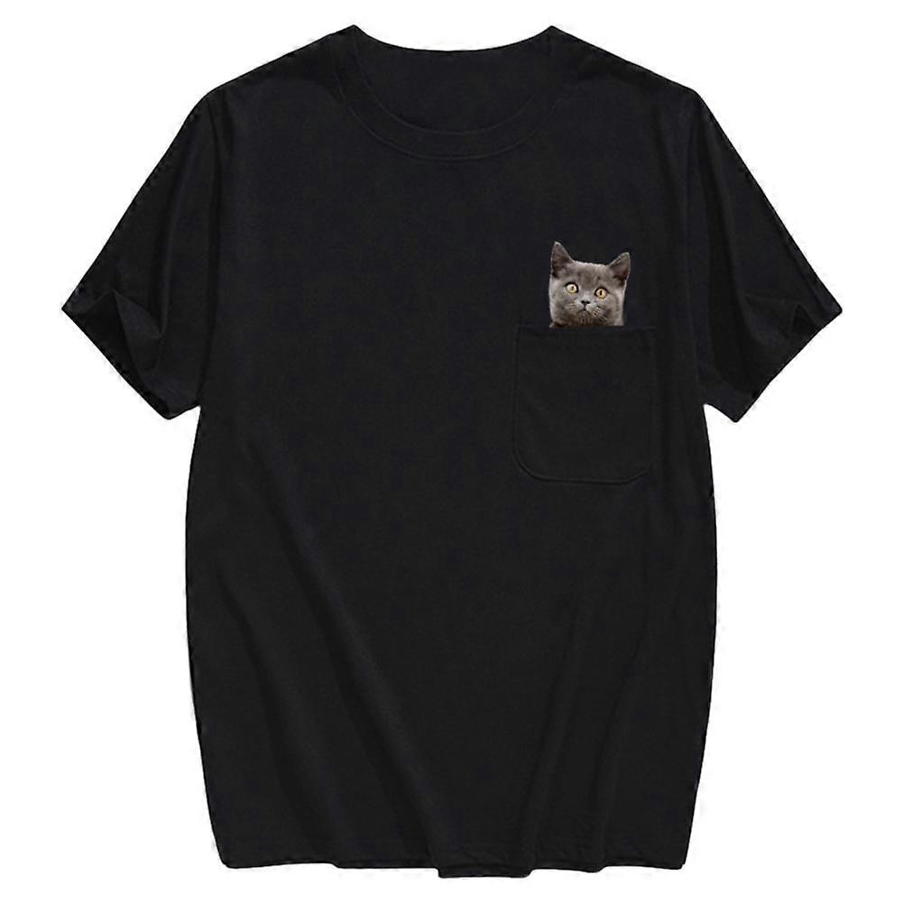 Hidden Cat Design Middle Finger Print T-Shirt Comfortable Breathable Polyester Tee For Street Fashion Multiple Colors 2XS-4XL