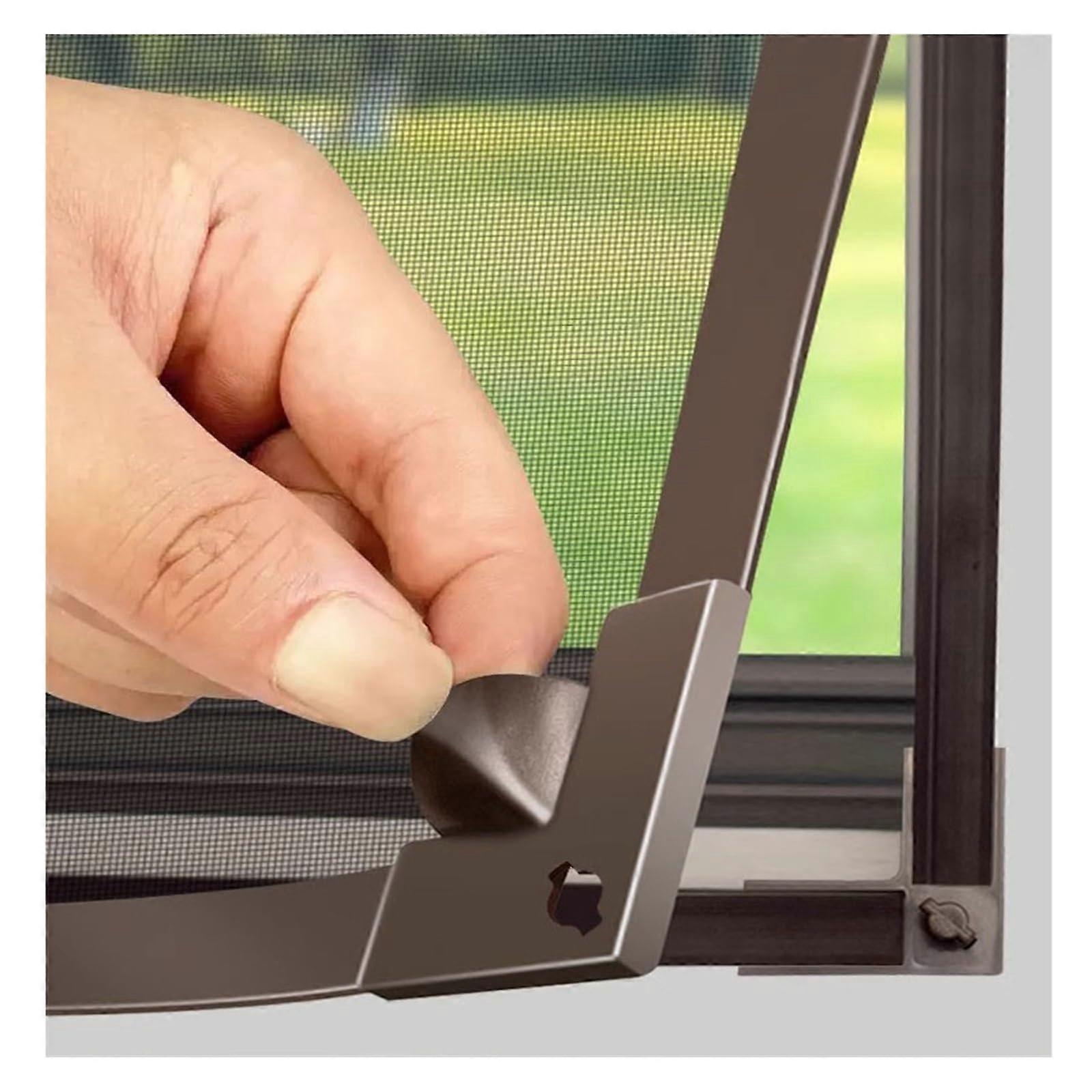 Magnetic Window Screen with Adjustable Fiberglass Mesh for Insect Protection, Grey 90x190cm
