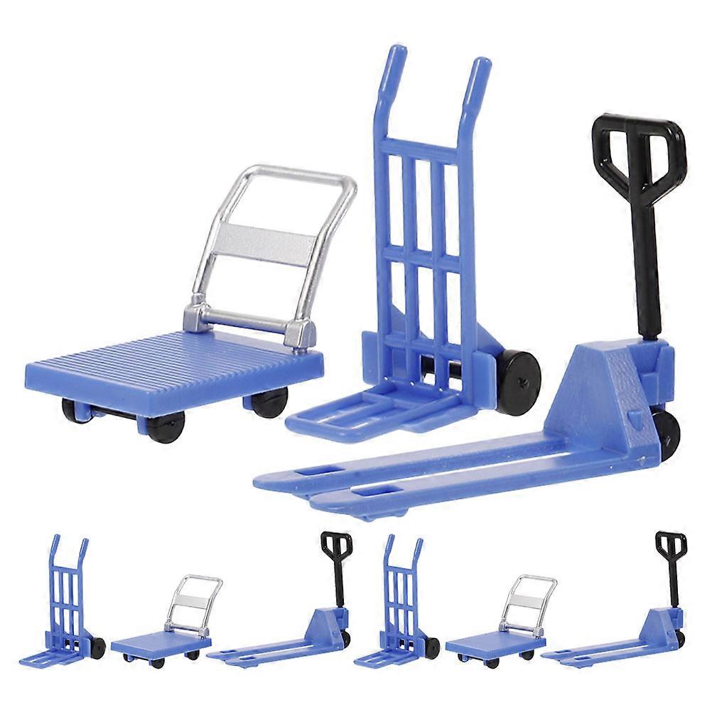 Blue Miniature Hand Trolley Model Toy for 3Sets Construction Tools