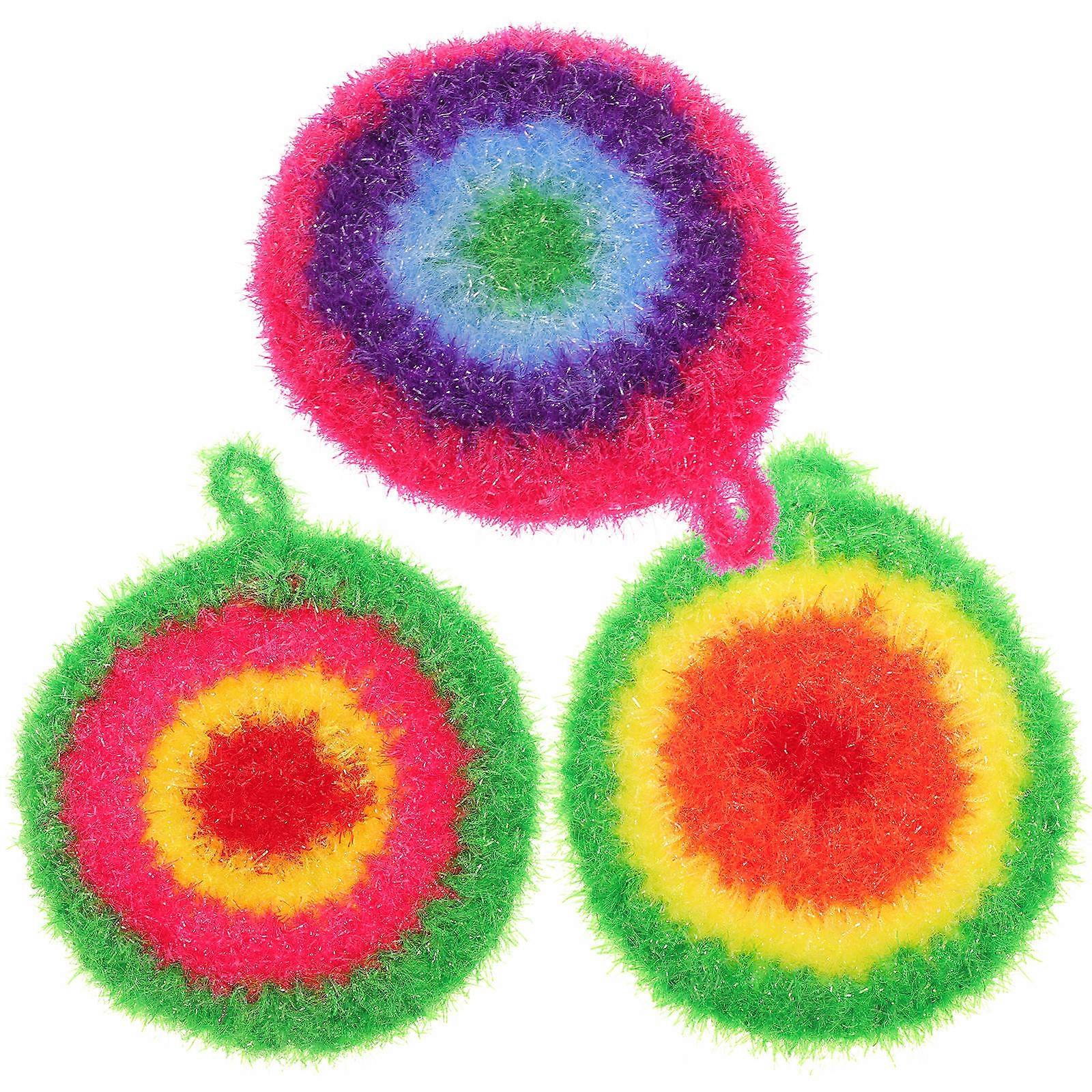 Scrub Pads Dish Cleaning Cloths for Kitchen Use 3Pcs Assorted Color Durable