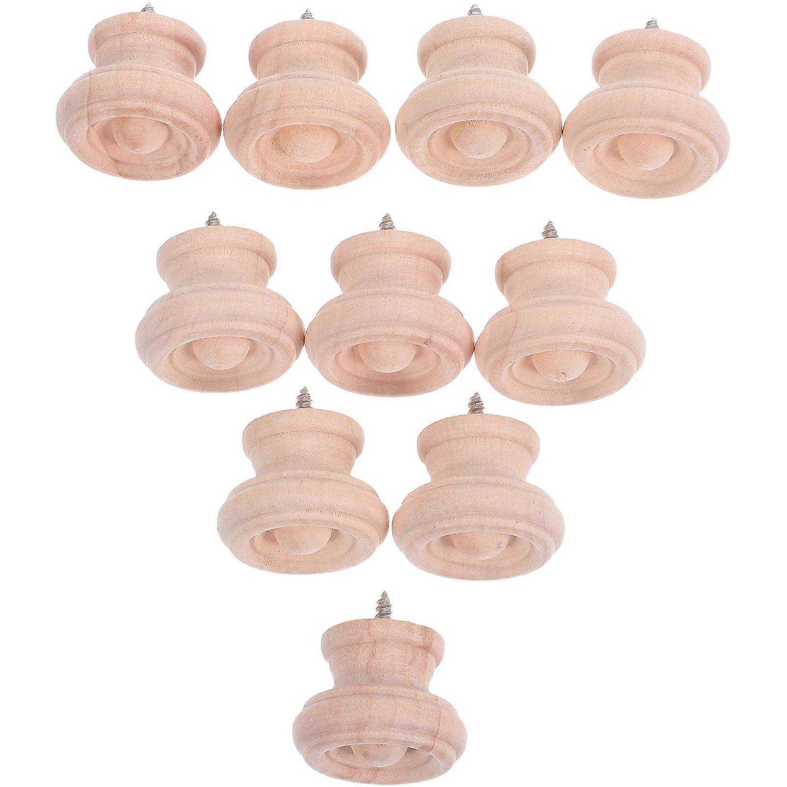 Natural Wood Cabinet Knobs for Door 10Pcs Round Single Hole Pull Handles