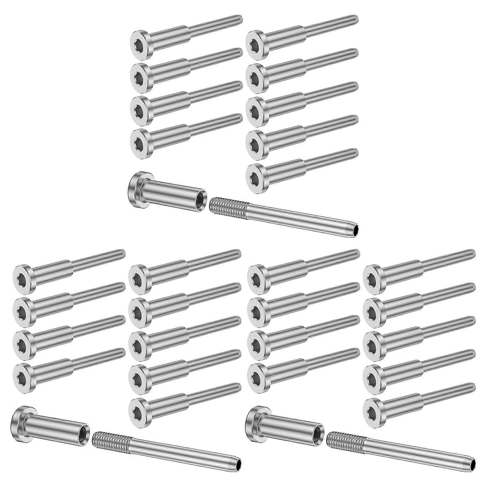 30Pcs Invisible Cable Railing Kit, Swage Stud End for Cable Railing, Swage Tensioner Cable Railing System for Wood