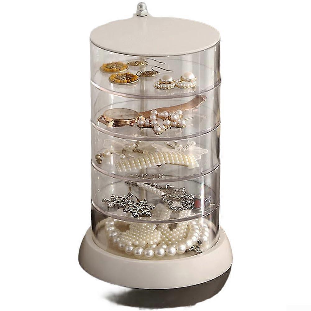 360 Degree Rotating Transparent MultiTier Jewelry Organizer Box for Space Saving Vanity Storage