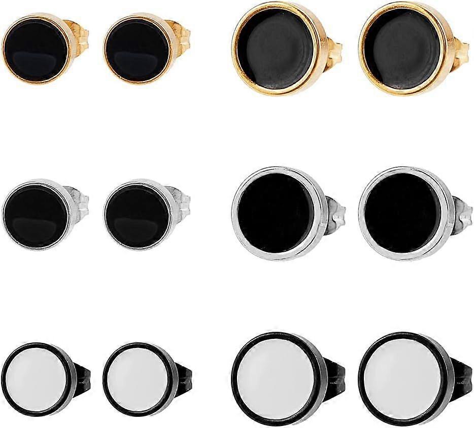 12Pcs Round Stud Earrings Colorful Post Stud Earring Enamel Stud Earrings Unisex Earring