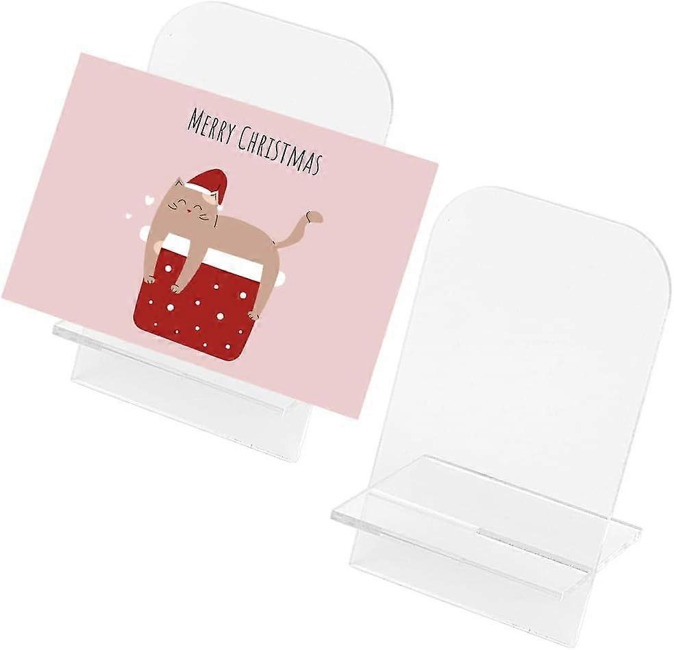 2 Set Clear Acrylic Sign with Stand Slanted Back Acrylic Sign Holder Plastic Display Stand DIY Blank Table Numbers for Name Card Gifts Event Party Wed