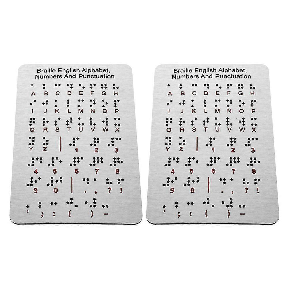 Braille Alphabet Board Learning Tool for Blind Children 2Pcs Silver