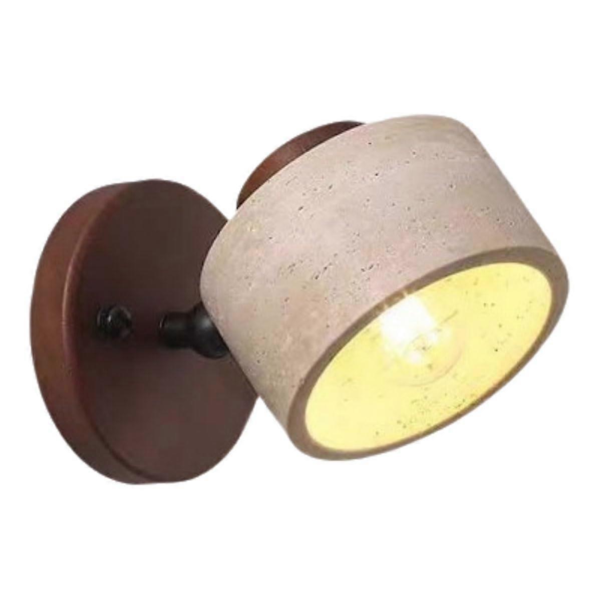 Vintage Wood Wall Sconce with Adjustable Head, Rustic Japanese LED Bedside Lamp Walnut Finish